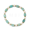 Natural Amazonite & Shell Pearl & Brass Beads Stretch Bracelets for Women BJEW-JB13865-03-3