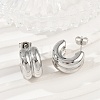 304 Stainless Steel C-Shaped Stud Earrings EJEW-S272-01P-3