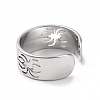 304 Stainless Steel Hollow Out Spider Open Cuff Ring for Women RJEW-C053-03P-3