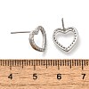 Heart Brass Micro Pave Cubic Zirconia Ear Studs EJEW-D304-40P-3