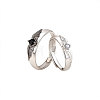 Adjustable Brass Micro Pave Cubic Zirconia Couple Cuff Open Rings WGE4BBC-01-5
