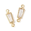 SHEGRACE Brass Pave Cubic Zirconia Trapezoid Connector Charms XGRQ2O049-444A-G-2