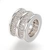 Brass Micro Pave Cubic Zirconia European Beads ZIRC-F062-11P-2