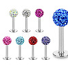 316 Surgical Stainless Steel Rhinestone Round Ball Threadless Labrets WG0410F-11-5