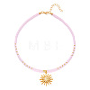 Bohemian Zinc Alloy Enamel with Crystal Rhinestone Sun Pendant Necklaces FS-WG8769D-04-1