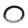 Gradient Color Natural Myanmar Jade Barrel Beaded Stretch Bracelets BJEW-Q100-03-1