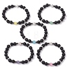 Round Natural Lava Rock & Cat Eye Beads Stretch Bracelets for Women BJEW-JB10986-1