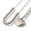 304 Stainless Steel Heart Pendant Necklaces Sets NJEW-H046-02P-2