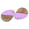 Transparent Resin & Walnut Wood Pendants RESI-S389-010A-B01-2