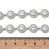 304 Stainless Steel Full Rhinestone Flat Round Link Chain Necklaces for Women SA-CBABBEA-02P-01-5