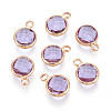 Golden Tone Brass Glass Charms GLAA-ZX008-24I-G-1
