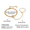 304 Stainless Steel Pavel Clear Cubic Zirconia Flat Round Cable Chain Ring Bracelets for Women UE4042-6