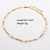 Handmade Natual Pearl & Natural Rose Quartz & Shell Beaded Necklaces XL1709-4-1