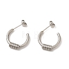 304 Stainless Steel Wire Wrapped Half Hoop Earrings for Women EJEW-P219-09P-1