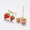 Brass Enamel Ear Studs X-KK-T049-02G-NF-2