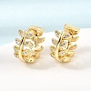 Leaf Brass Micro Pave Cubic Zirconia Hoop Earrings for Women CU-CBAE7DF-41G-1