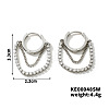 French Style Chain Charm Tassel Brass Cubic Zirconia Hoop Earrings VX4548-1-2