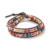 Round Natural Imperial Jasper(Dyed) Braided Wrap Bracelet BJEW-JB08177-1