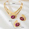 Oval with Snake Alloy & Acrylic Pendant Necklaces & Stud Earrings Sets FS-WG74623-03-1