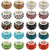 200Pcs 10 Colors Polymer Clay Rhinestone European Large Hole Beads with Silver Plated Brass Cores FPDL-SC0001-01-1