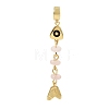 Brass Pave Cubic Zirconia Clear Cubic Zirconia & Natural Rose Quartz & Enamel European Dangle Charms GG-CBA3401-01G-A07-1