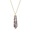 Natural Mixed Gemstone Faceted Bullet Shaped Pendant Necklaces NJEW-JN05026-01-4