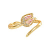 Brass Micro Pave Cubic Zirconia Cuff Open Rings FS-WG4357C-02-2
