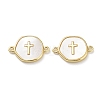 Rack Plating Brass Pave Shell Connector Charms X-KK-Z036-08G-1