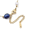 Natural Lapis Lazuli Nuggets Link Chain Necklaces NJEW-H041-06G-03-3