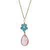 Glass & Cherry Quartz Glass Pendant Necklaces NJEW-JN04675-2