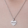 201 Stainless Steel Heart with Word Mom Pendant Necklace for Mother's Day NJEW-OY001-15-1