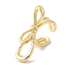Bowknot Brass Open Cuff Rings for Women RJEW-C098-16G-1