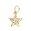 Rack Plating Brass Micro Pave Clear Cubic Zirconia Charms KK-Z060-08G-01-1