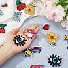 14Pcs 7 Styles Embroidery Cloth Brooches JEWB-FH00047-3