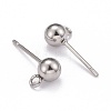 Non-Tarnish 40Pcs 4 Styles 202 Stainless Steel Ball Stud Earring Findings STAS-LS0001-13P-5