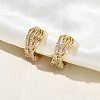 C-Shaped Brass Micro Pave Clear Cubic Zirconia Cuff Earrings EJEW-L316-01G-05-2