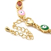 Enamel Evil Eye & Glass Oval Link Chain Bracelet BJEW-G663-01G-5