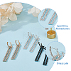 4 Pairs 4 Colors Rhinestone Hollow Rectangle Dangle Hoop Earrings EJEW-FI0002-67-5
