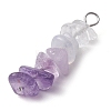 Gradient Color Natural Quartz Crystal & Natural Lavender Amethyst & Natural Blue Lace Agate Chip Beaded Pendants PALLOY-JF02790-03-3