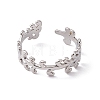 Non-Tarnish 304 Stainless Steel Leafy Branch Wrap Open Cuff Ring for Women RJEW-C045-20P-2