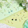 200Pcs 2 Colors 304 Stainless Steel Flat Round Blank Peg Stud Earring Findings STAS-SC0021-52-4