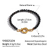 Natural Black Agate Rondelle Beaded Bracelets OA9565-2-1
