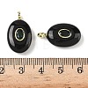 Natural Obsidian & Cubic Zirconia Pendants G-Z076-01G-19-3