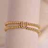 Brass Micro Pave Clear Cubic Zirconia Beads Double Strands Stretch Bracelets for Women FS-WGC7159-21-1