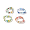 4Pcs 4 Color Glass & Brass Braided Bead Finger Rings Set RJEW-TA00064-1