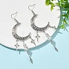 Natural Quartz Crystal & Synthetic Moonstone Beads & Alloy Pendant Chandelier Earrings EJEW-TA00814-1