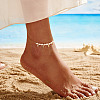 925 Sterling Silver with Natural Freshwater Pearls Anklet AJEW-Z029-03G-4