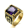316L Stainless Steel & Cubic Zirconia Men's Vintage Carved Finger Rings FS-WG82D33-54-1