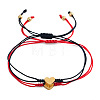 2Pcs Heart 304 Stainless Steel Bead Braided Bead Bracelets LR5598-2-6