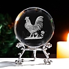 Inner Carving 12 Chinese Zodiac Signs Glass Crystal Ball Diaplay Decoration with Metal Holder PW-WG32D61-20-1